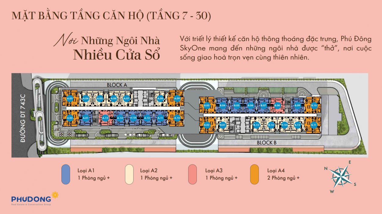 Mặt Bằng điển Hình Căn Hộ Phú Đông Skyone